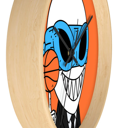 Alien BBall Sport Ninja Mask Orange Basketball Wall clock