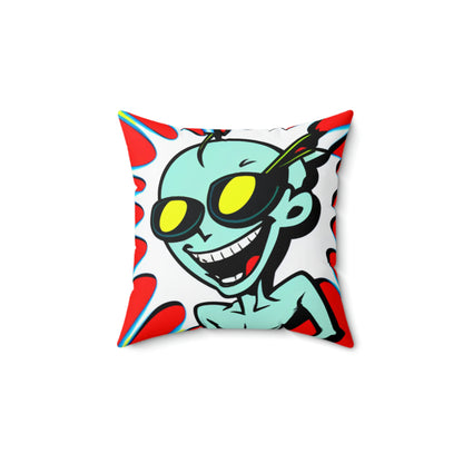 Alien Cartoon Happy Style Pop Culture Spun Polyester Square Pillow