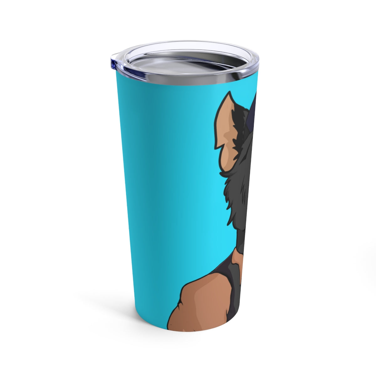 Cyborg Wolf Detective Tongue Out Round Glasses Tumbler 20oz