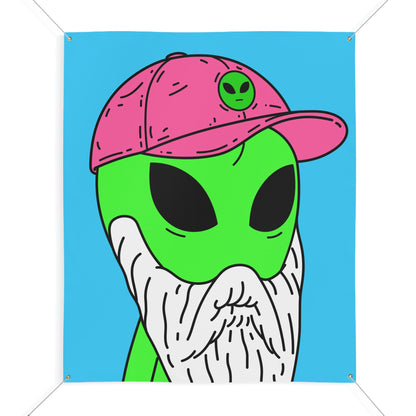 Beard Visitor Pink Hat Alien Cartoon Comic Matte Banner