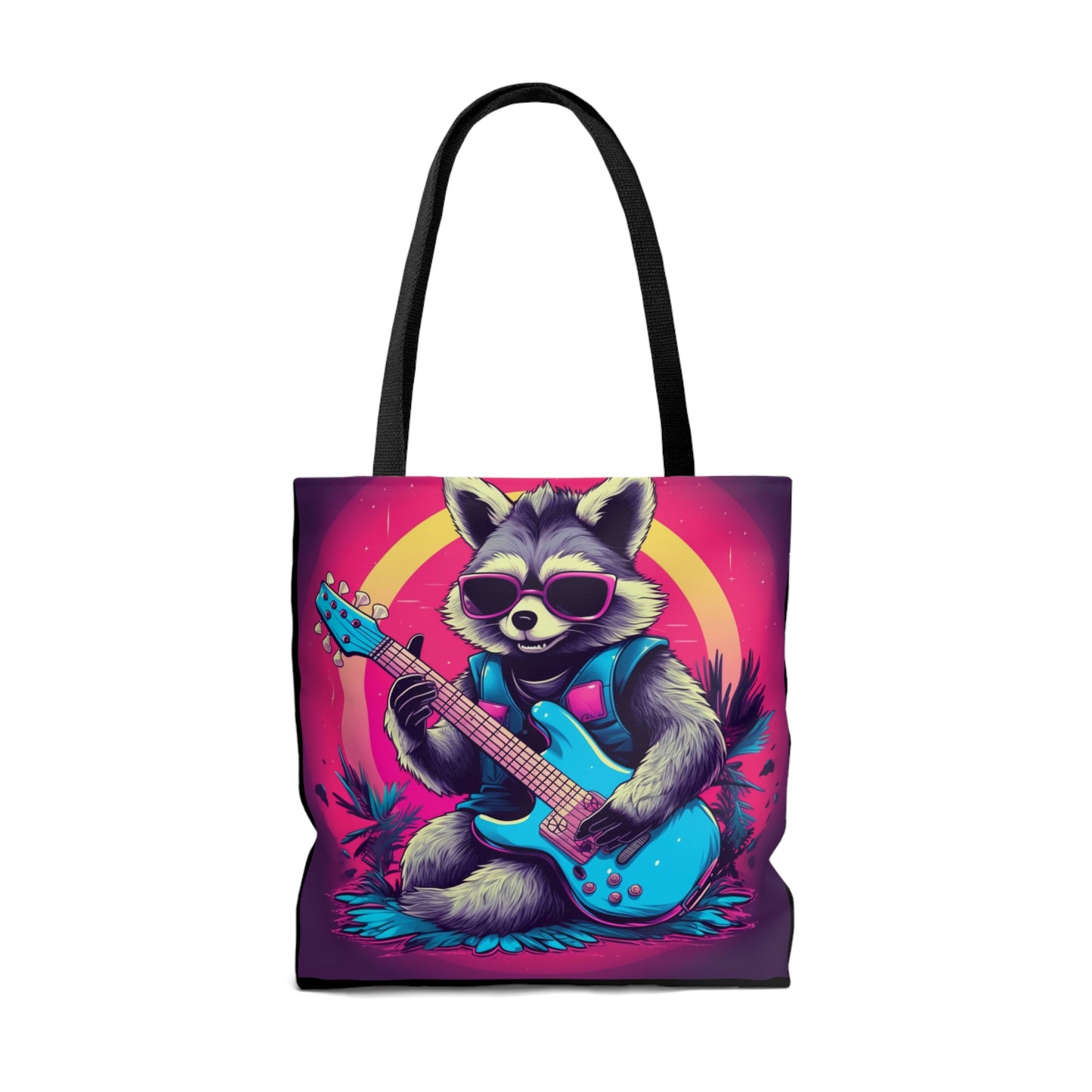 Guitar-Playing Raccoon: Furry Star of Rock Music Tote Bag (AOP)