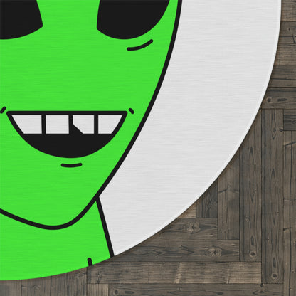 The Green Alien Visitor with Hat Round Rug - Visitor751