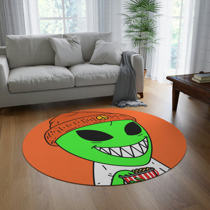 Big Smile Popcorn Green Visitor Peace Hat Round Rug - Visitor751