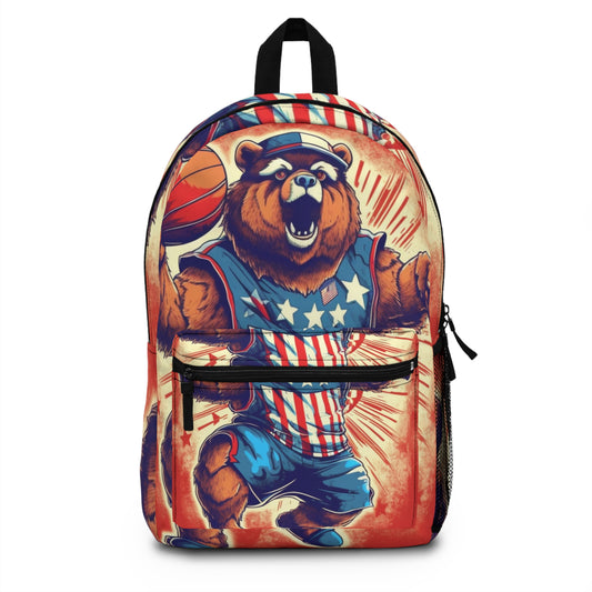 Slam Dunk for Independence:Patriotic Bear's 4th of July Basketball Game Backpack