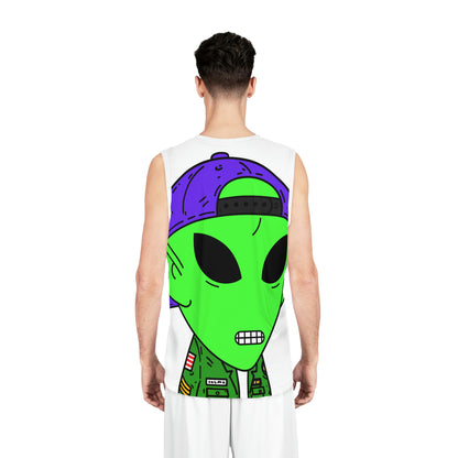 Green Military Army Jacket pointy ear Visitor Alien Basketball Jersey (AOP)