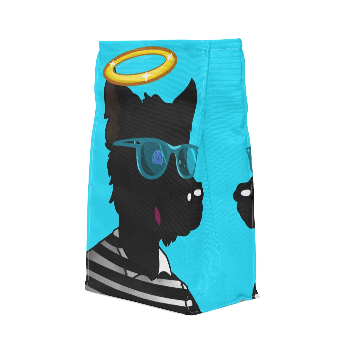 Cyborg Wolve Angel Halo Striped Shirt Glasses Wolf Polyester Lunch Bag