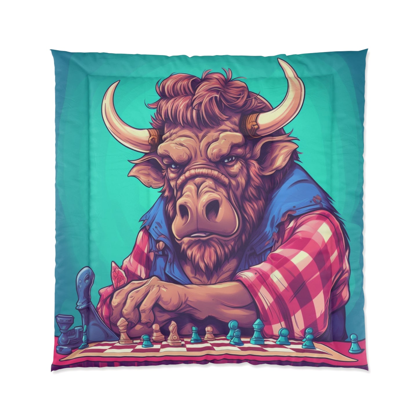 Chess Game Champ Master Bison Buffalo Style Comforter