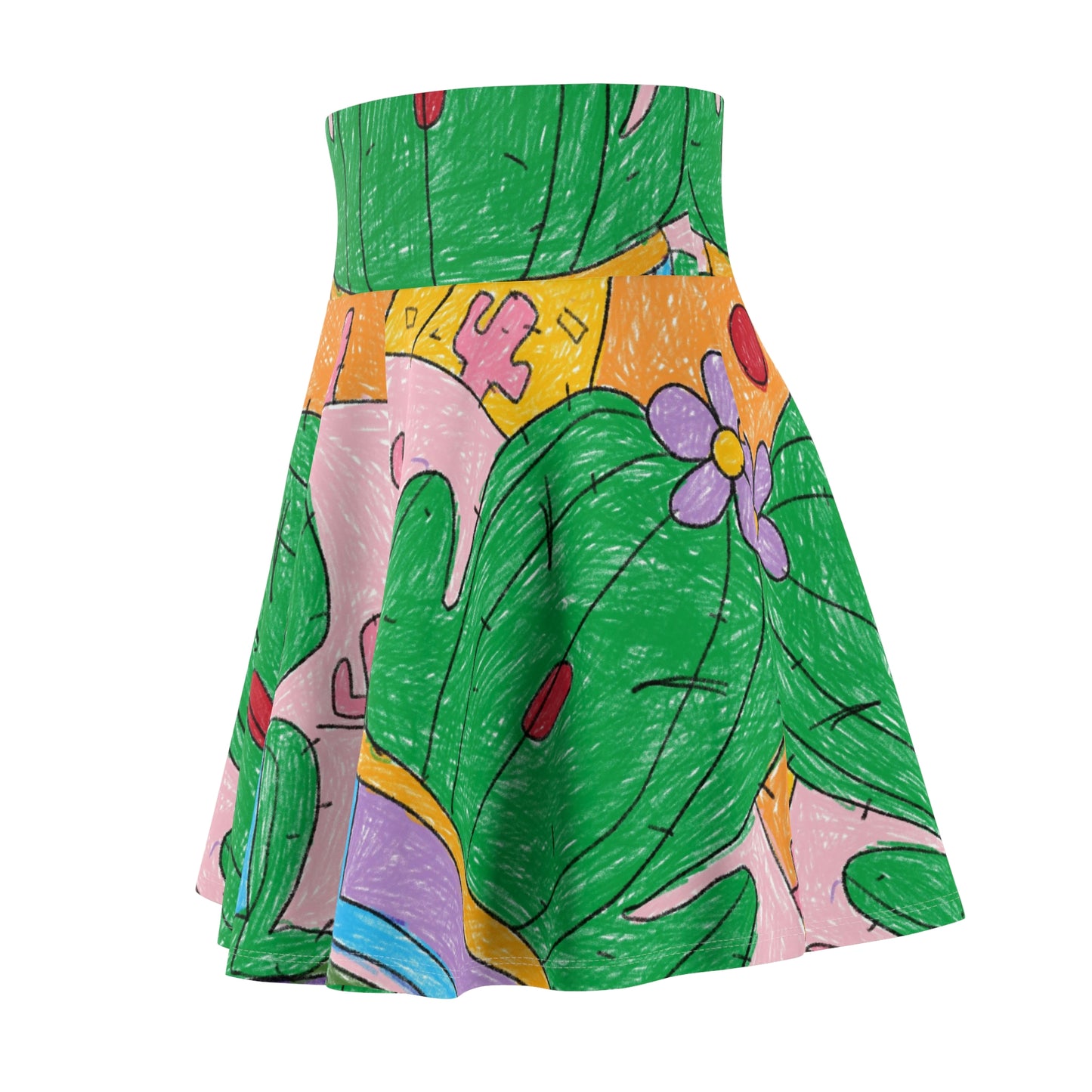 Desert Cactus Sumo Wrestler Graphic Women's Skater Skirt