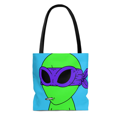 White Whistle Mouth Green Visitor Purple Ninja Mask Alien AOP Tote Bag