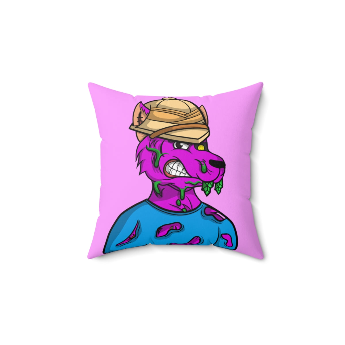 Cyborg Werewolf Ripped Blue Shirt Purple Fur Spun Polyester Square Pillow