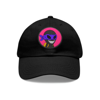 Dark Ninja Warrior Alien Visitor Dad Hat with Leather Patch (Round)