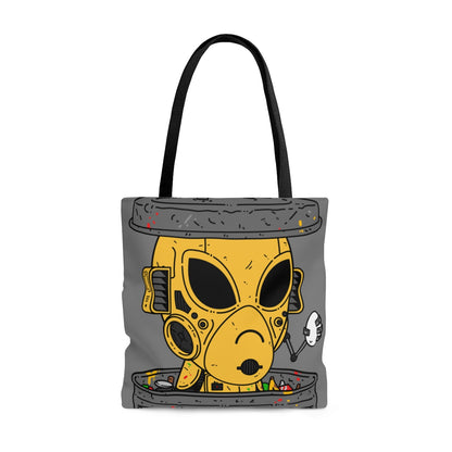 Trashcan Art Egg Armored Yellow Future Alien Cyborg Machine Visitor AOP Tote Bag