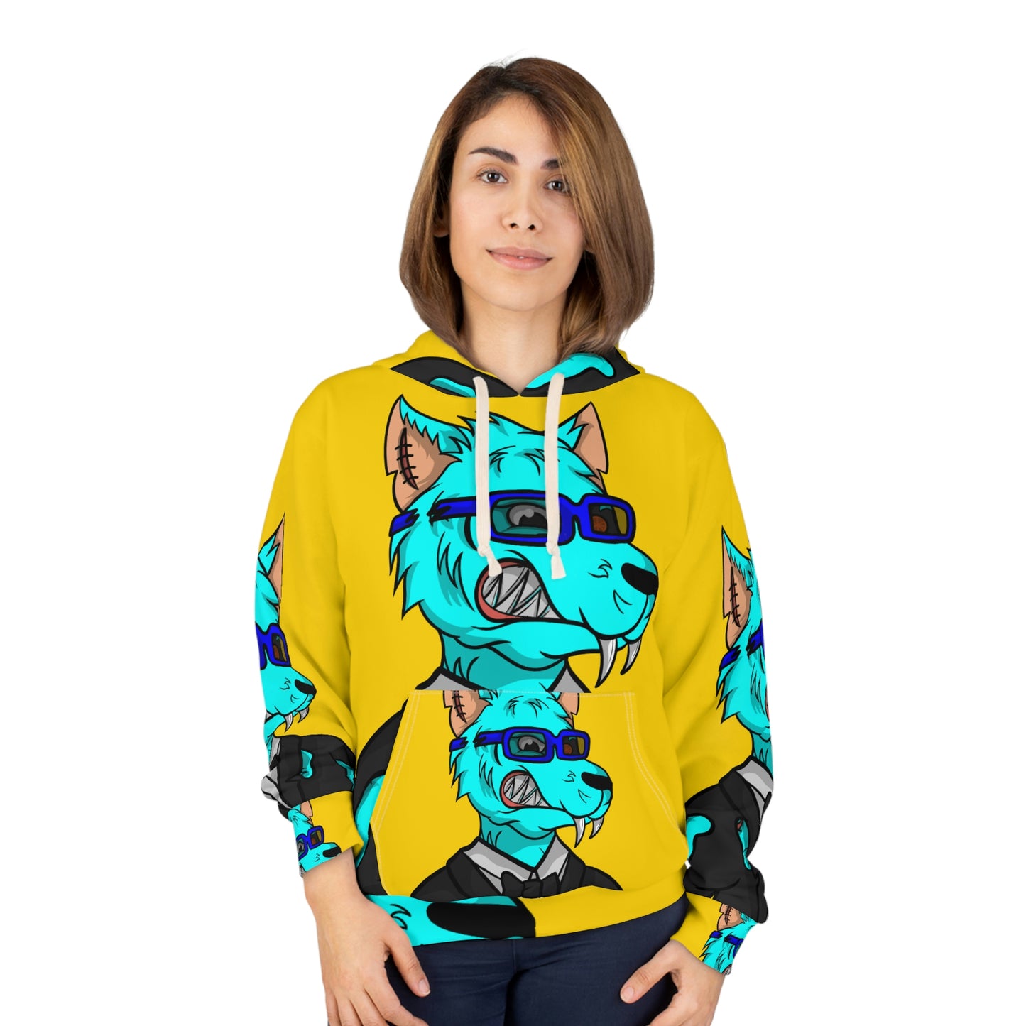 Animal Wolve Werewolf Fancy Aqua Fur Cyborg AOP Unisex Pullover Hoodie