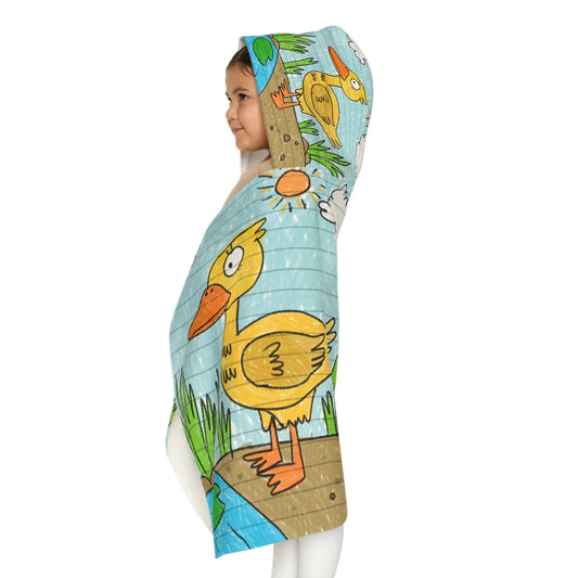 Yellow Duck Bird Pond Youth Hooded Towel