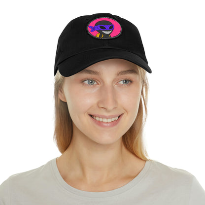 Dark Ninja Warrior Alien Visitor Dad Hat with Leather Patch (Round)