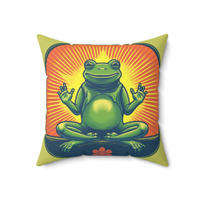 Yoga Frog Namaste Amphibian Relax Graphic Spun Polyester Square Pillow