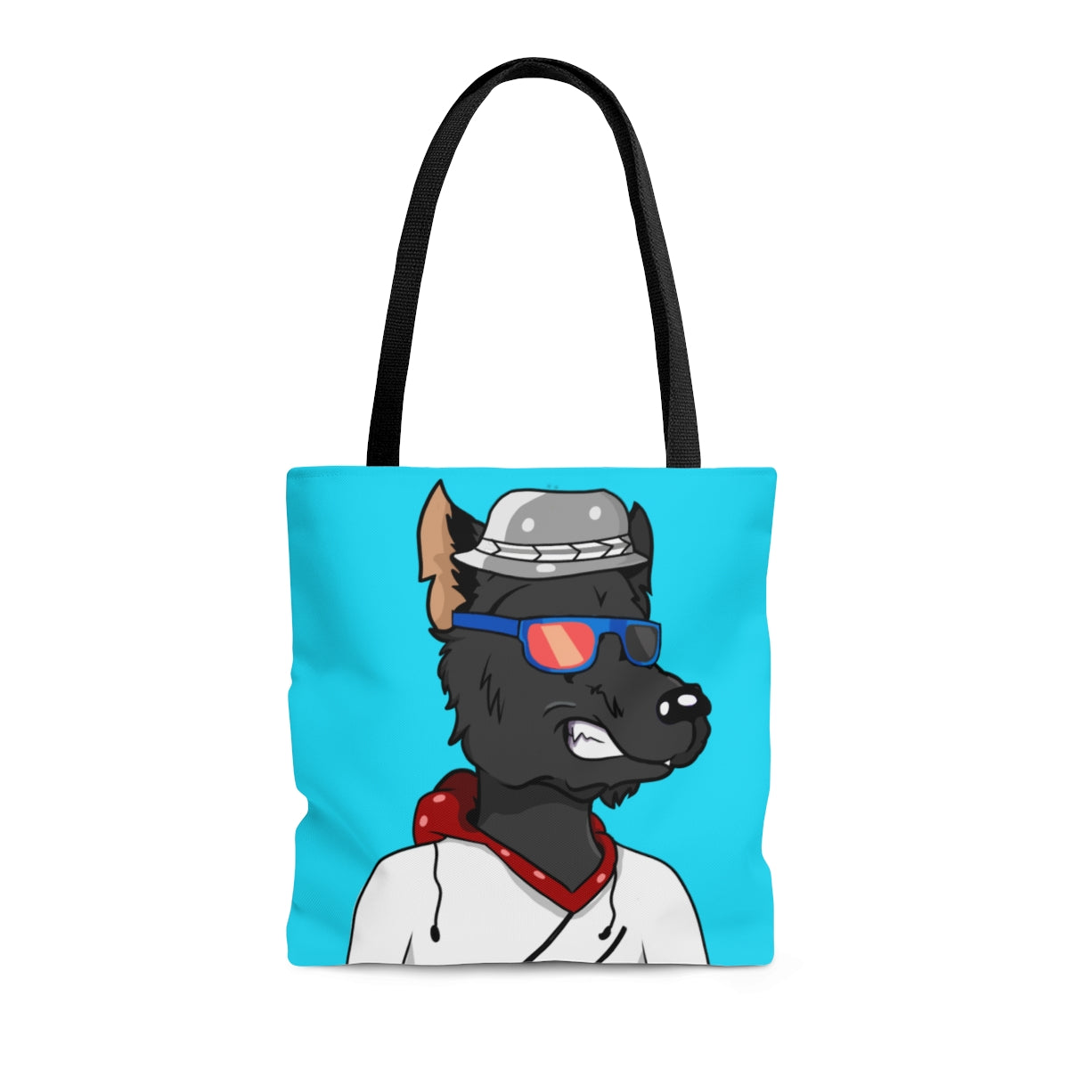 Cyborg Wolf Hoodie Sweatshirt Fedora Cap AOP Tote Bag