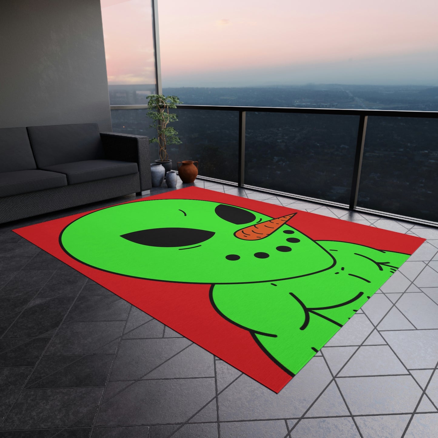 Veggie Visi Alien Vegetable Visitor Outdoor Rug