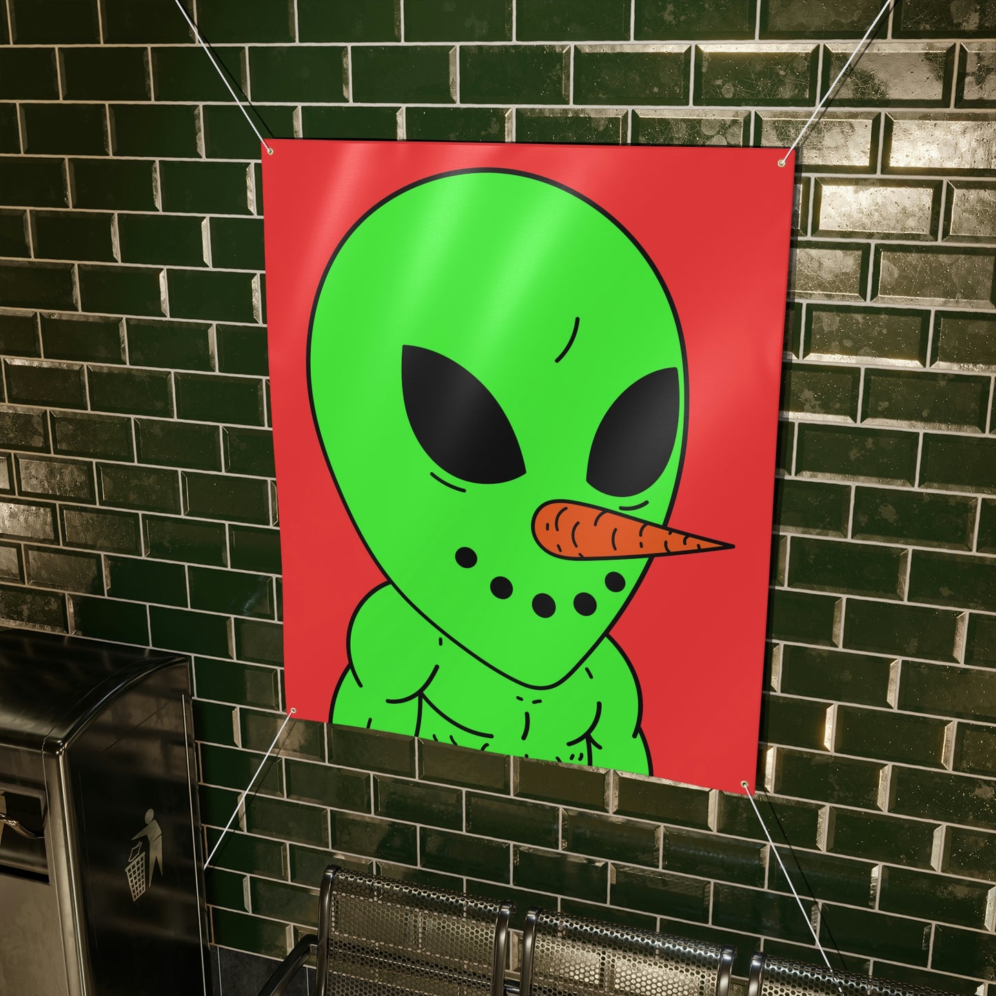 Veggie Visi Alien Vegetable Visitor Matte Banner