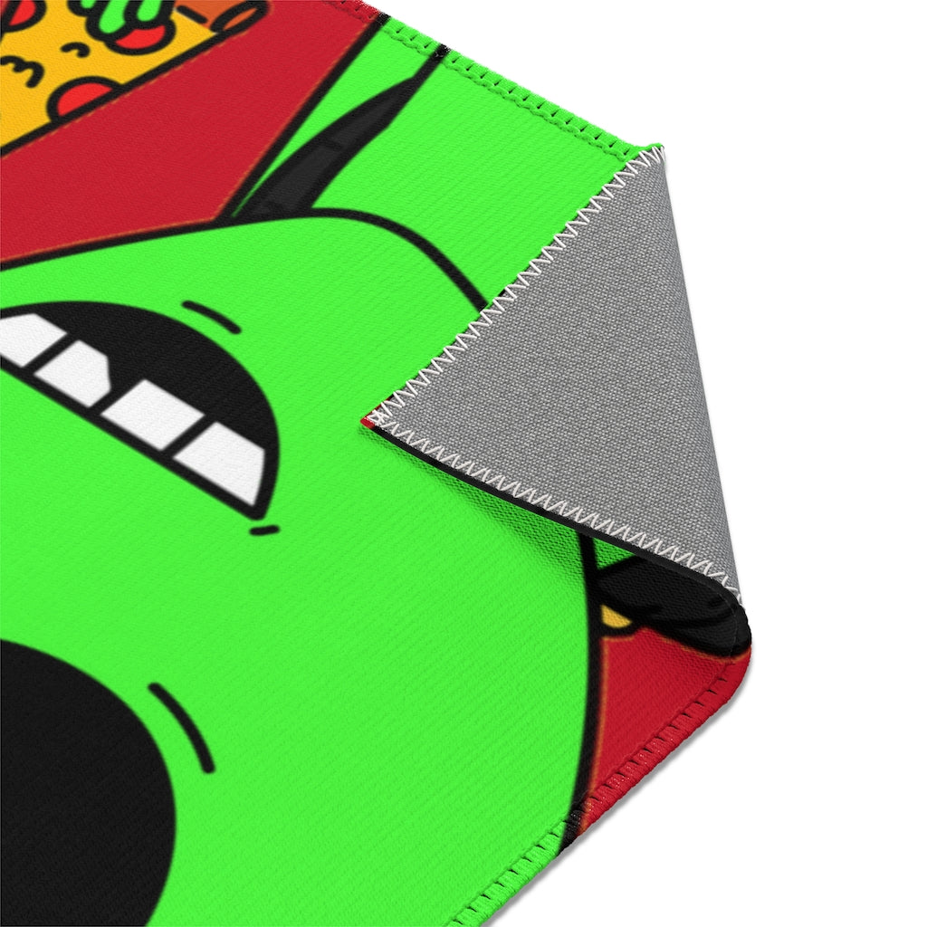 The Visitor Eating Pizza Backpack Chipped Tooth Green Alien Area Rugs - Visitor751