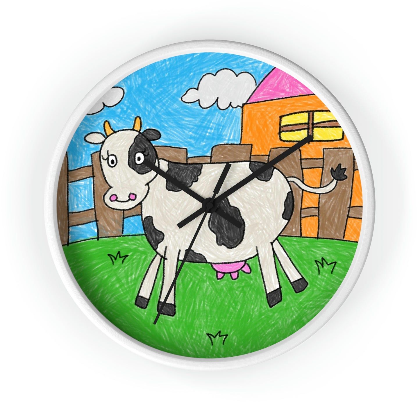 Cow Moo Farm Barn Animal Character Wall clock