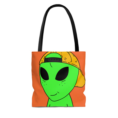 Visitante con sombrero amarillo alienígena verde AOP Bolsa de tela 