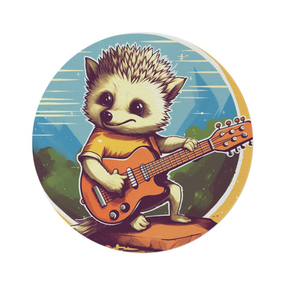 Hedgehog Guitar Band Musician Furry Cute Graphic Round Rug