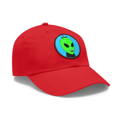 Green Apple Chipped tooth Visitor Smiling Dad Hat with Leather Patch (Round)