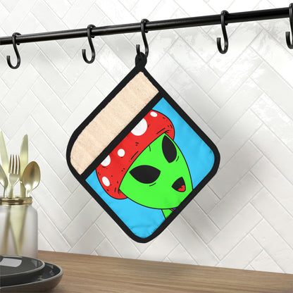 Healthy Sport Jersey Mushroom Alien Pot Holder con bolsillo