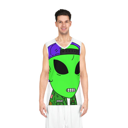 Green Military Army Jacket pointy ear Visitor Alien Basketball Jersey (AOP)