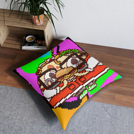 Burger Cooked Hungry Taco Tufted Floor Pillow, Square