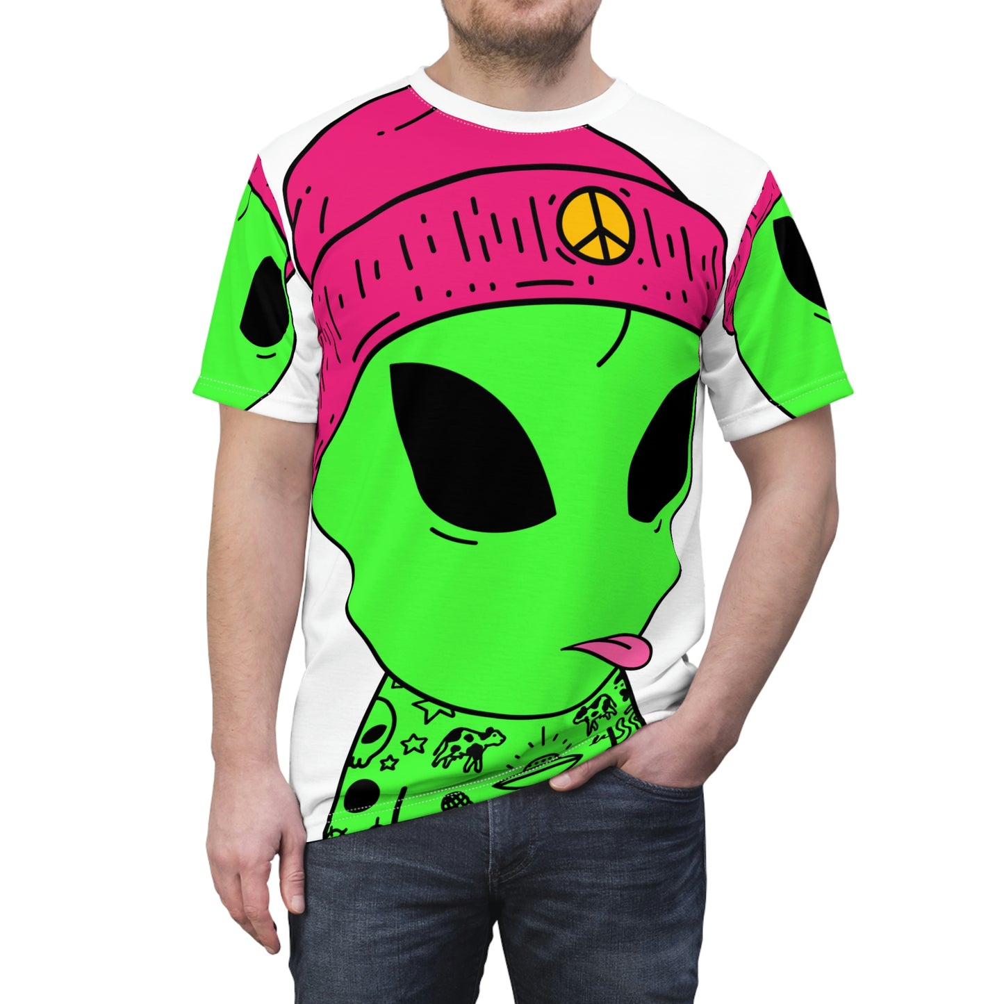 Tattoo Art Alien Tattoist Designer Galactic Visitor Unisex AOP Cut & Sew Tee