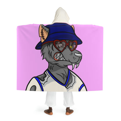 Grey Cyborg Wolve Wolf Ripped Shirt Blue Bucket Hat Heart Glasses Hooded Sherpa Fleece Blanket