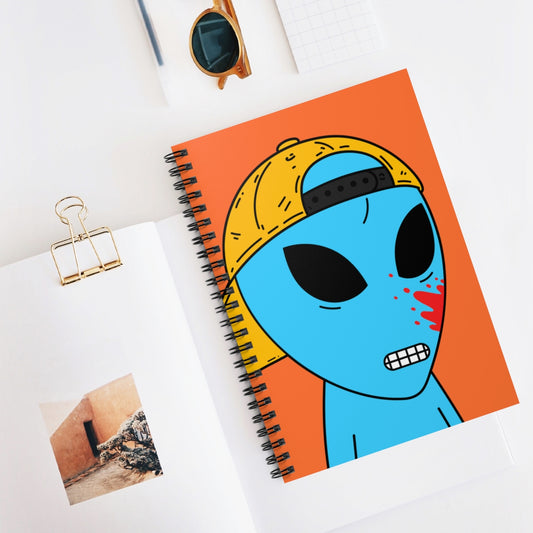 Blue Blooded Visitor Alien Spiral Notebook - Ruled Line