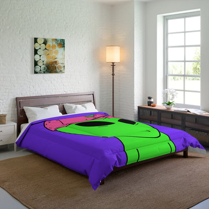 Green Alien V Face Pink Visi hat Visitor Bed Comforter