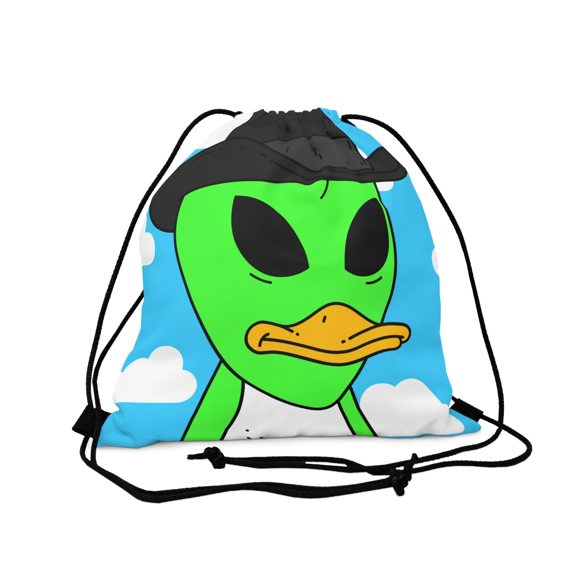 Los visitantes Green Alien Duck Sombrero de copa negro al aire libre Mochila saco