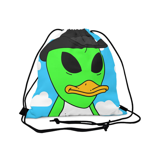 The Visitors Green Alien Duck Black Top Hat Outdoor Drawstring Bag