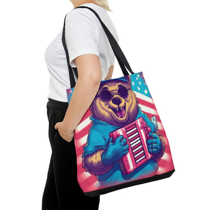 Accordion Musical Bear USA American Style Animal Tote Bag (AOP)