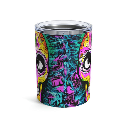 Trippy psychedelic Skull Skeleton Head Face Tumbler 10oz