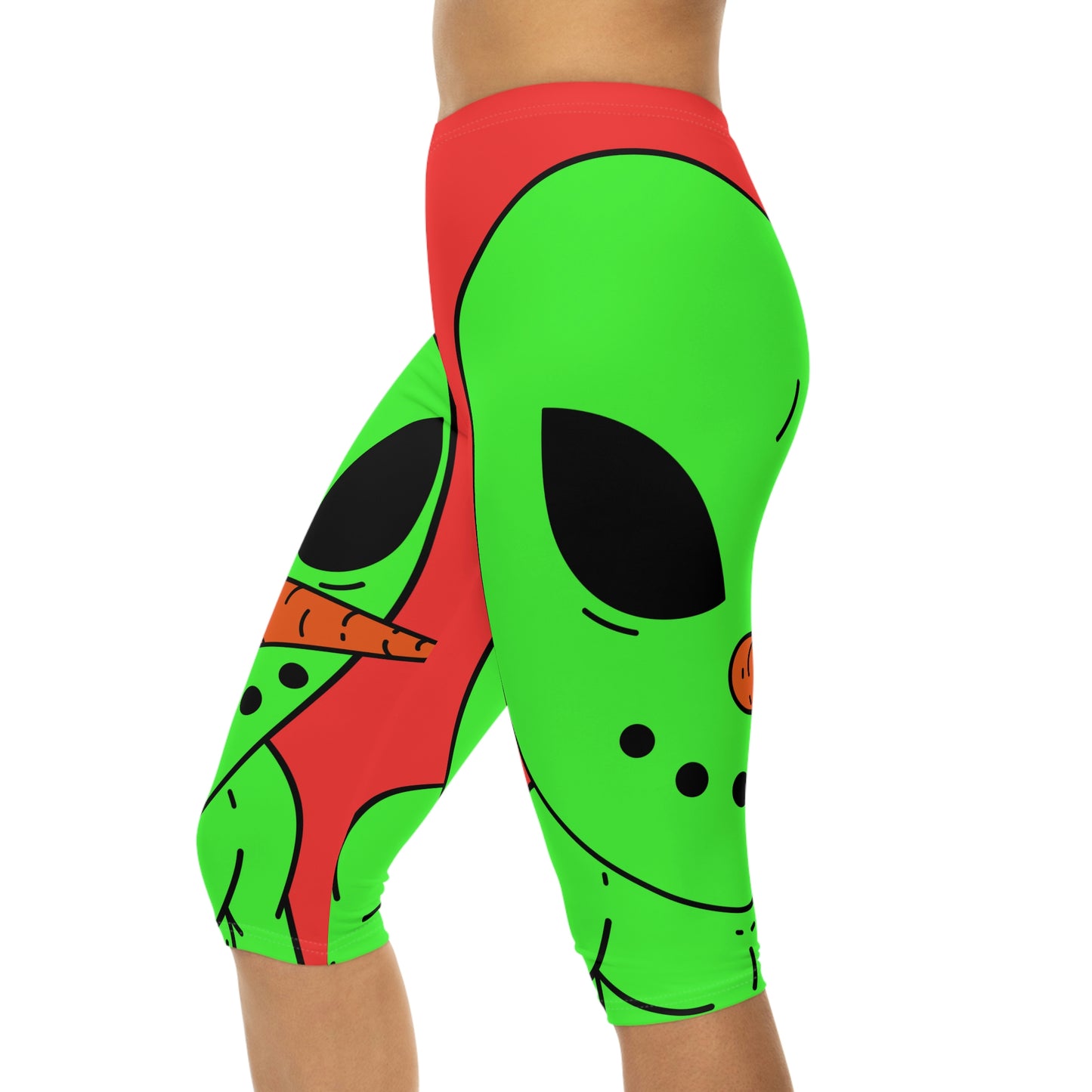 Leggings capri para mujer Veggie Visi Alien Vegetal Visitor (AOP) 