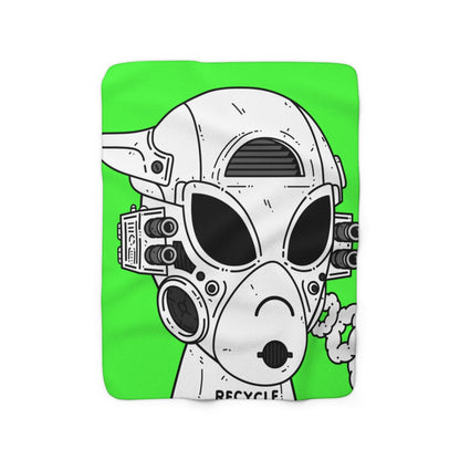 Gun Armored Blue Future Alien Cyborg Machine Visitor Sherpa Fleece Blanket