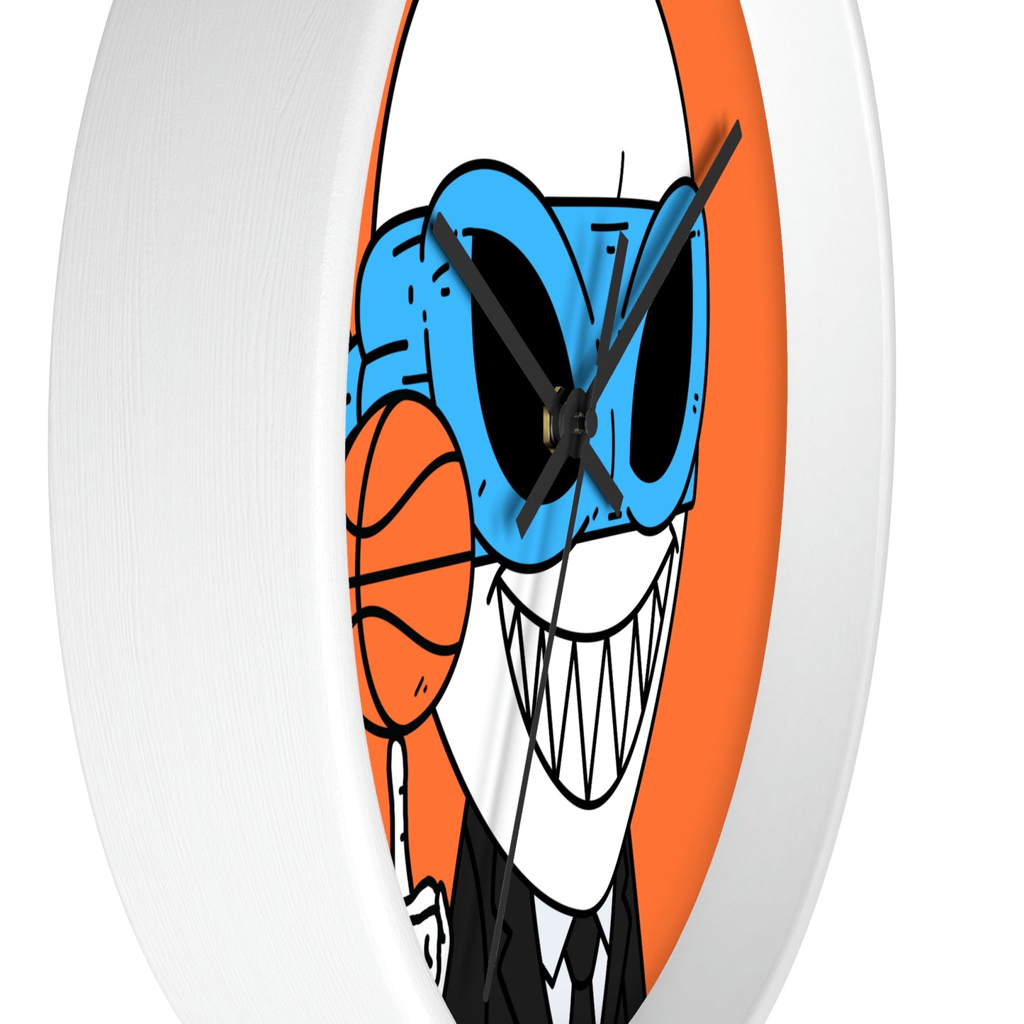 Alien BBall Sport Ninja Mask Orange Basketball Wall clock