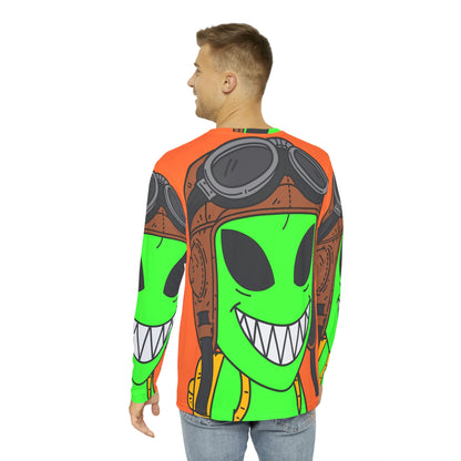 Aviador Space Force UFO Pilot Alien Flyer Camisa AOP de manga larga para hombre 