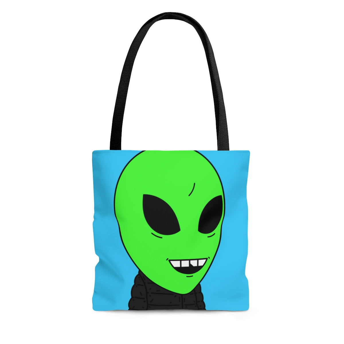 Green Apple Chipped tooth Visitor Smiling Puffy Jacket AOP Tote Bag