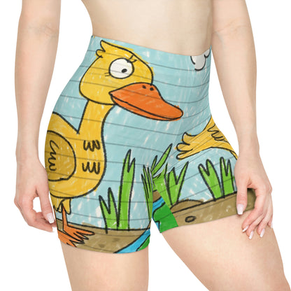 Shorts ciclistas de mujer Yellow Duck Bird Pond 