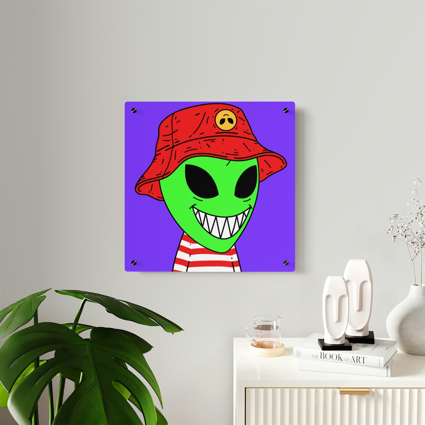 Alien Character Cartoon Big Smile Acrylic Wall Art Panels