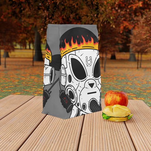 Burb Fire Bandana Horse Shoe Armored White Future Alien Cyborg Machine Visitor Polyester Lunch Bag