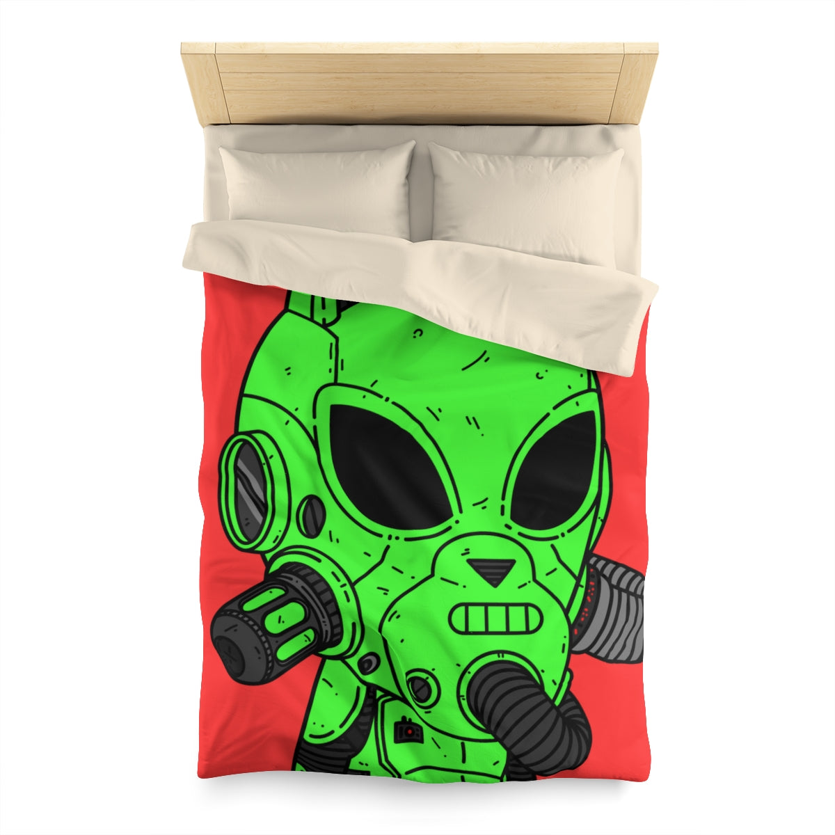 Cat Ears Armored Green Future Alien Cyborg Machine Visitor Microfiber Duvet Cover