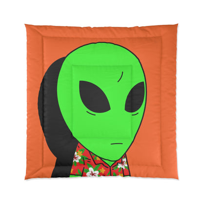 Hawaiian Shirt Green Alien Visitor Shadow Bed Comforter