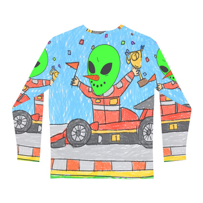 Racer Car Driver Alien Veggie Visi the Vegetable Visitor Men's Long Sleeve AOP Shirt